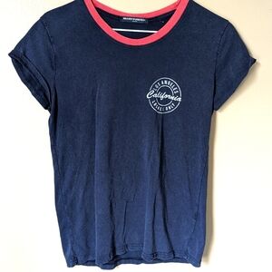 Brandy Melville California Locals Only Navy Ringer Top OS
